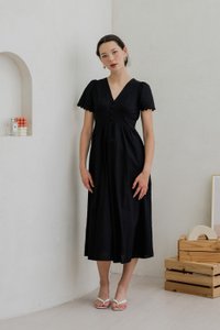 Layana Eyelet Empire Button Maxi Dress In Black (XS)