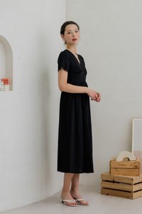 Layana Eyelet Empire Button Maxi Dress In Black (XS)