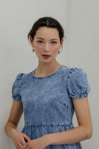 Doa Puffed Sleeve Denim Dress (XXL)