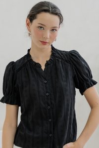 Bettany Eyelet Button Top In Black (XS)