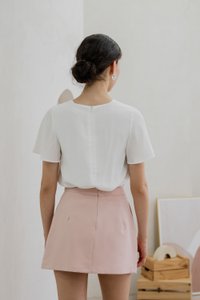 Tiera Textured Tie Ribbon Top In White