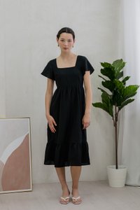 Feliz Flare Sleeve Midi Dress In Black (XS)