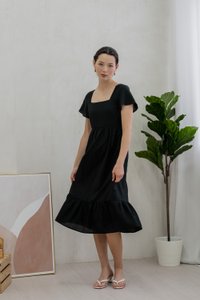 Feliz Flare Sleeve Midi Dress In Black (XS)