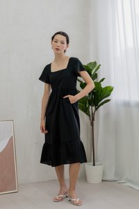 Feliz Flare Sleeve Midi Dress In Black (XS)