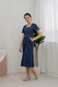 Bronca Button Front Denim Midi Dress (XS)