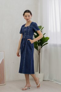 Bronca Button Front Denim Midi Dress (XS)