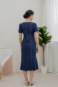 Bronca Button Front Denim Midi Dress (XS)