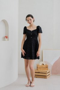 Evonka Eyelet Ribbonette Dress In Black (XS)