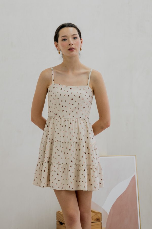 Rosie Camisole Tiered Dress In Cream (L)