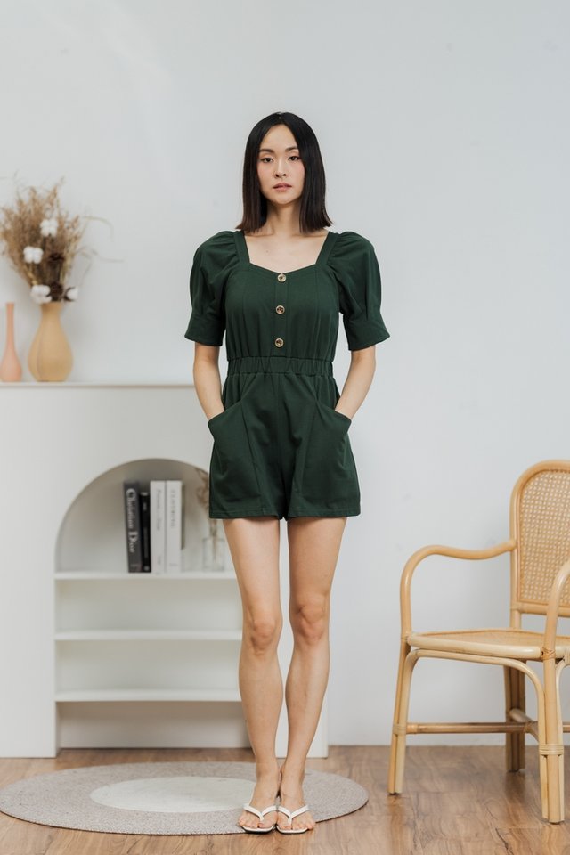 Kendall Pocket Romper in Forest (XS)