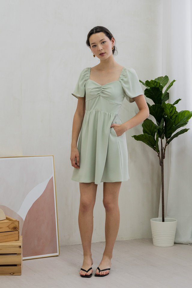 Scarlette Sweetheart Dress In Sage