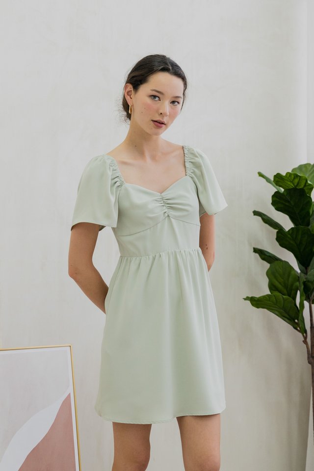 Scarlette Sweetheart Dress In Sage