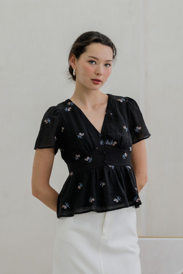 Tea Florette Babydoll Top In Black