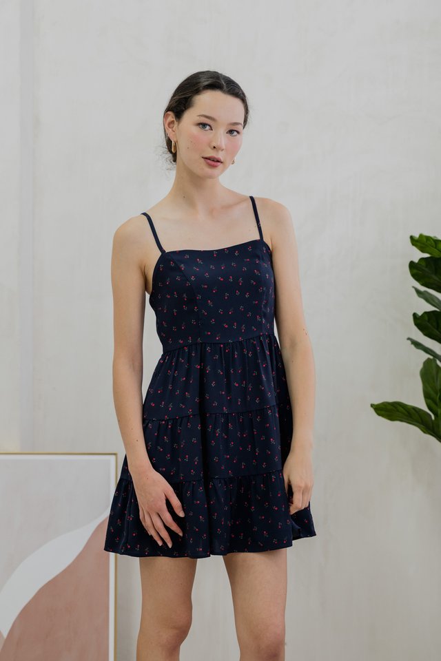 Rosie Camisole Tiered Dress In Navy