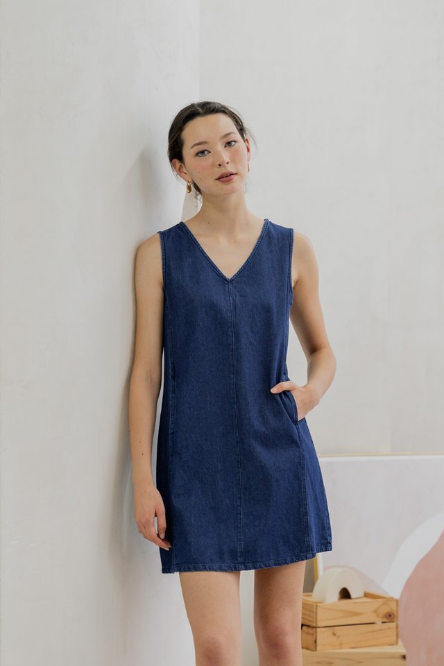 Valencia Denim V Neck Dress