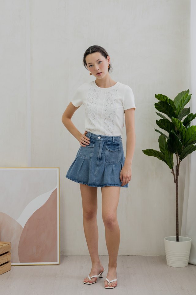 Cybill Crochet Cotton Top In White