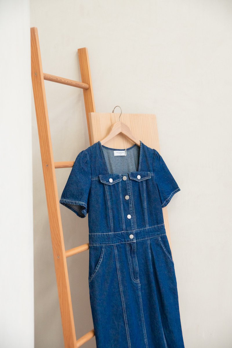 Bronca Button Front Denim Midi Dress (XS)