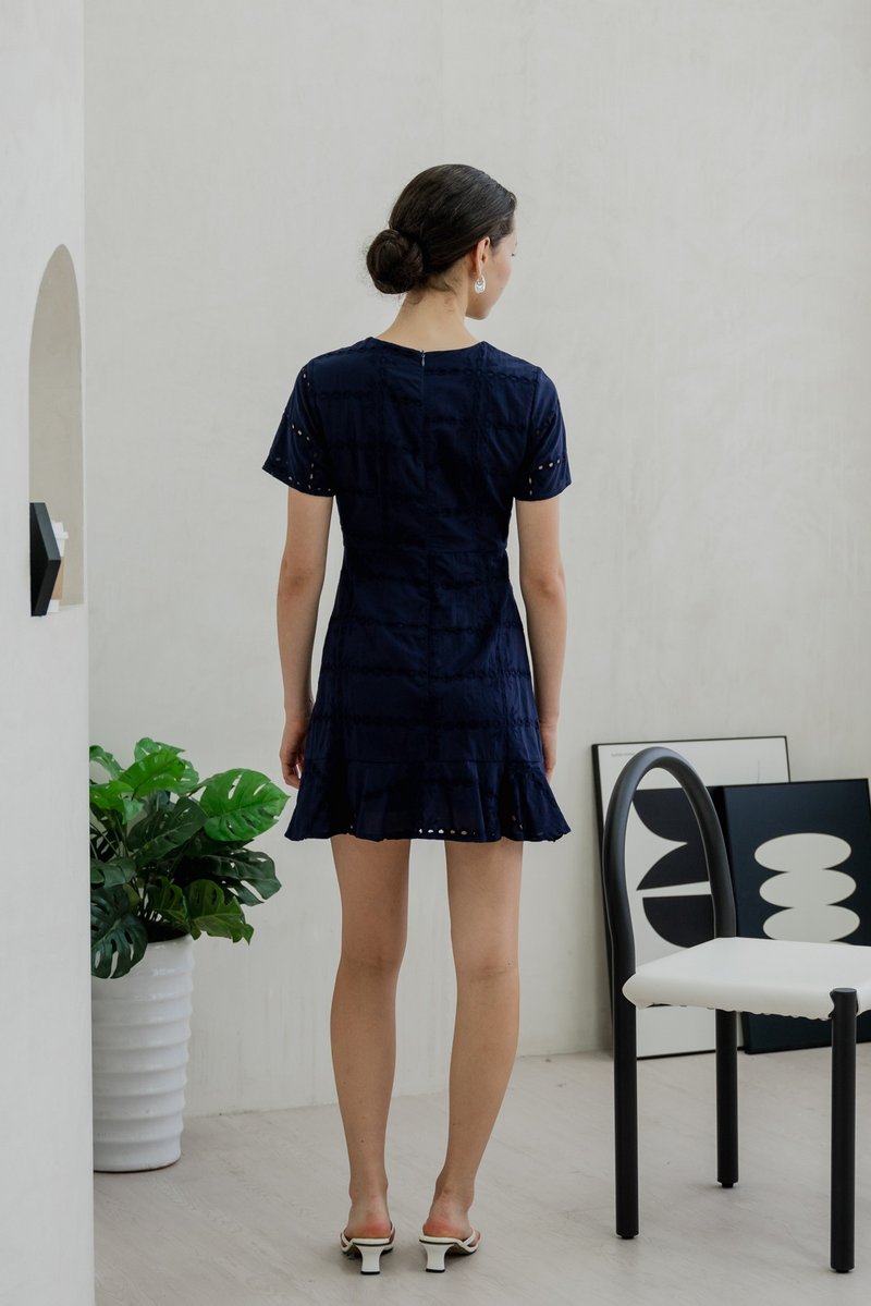 Esme Eyelet Dropwaist Dress In Navy