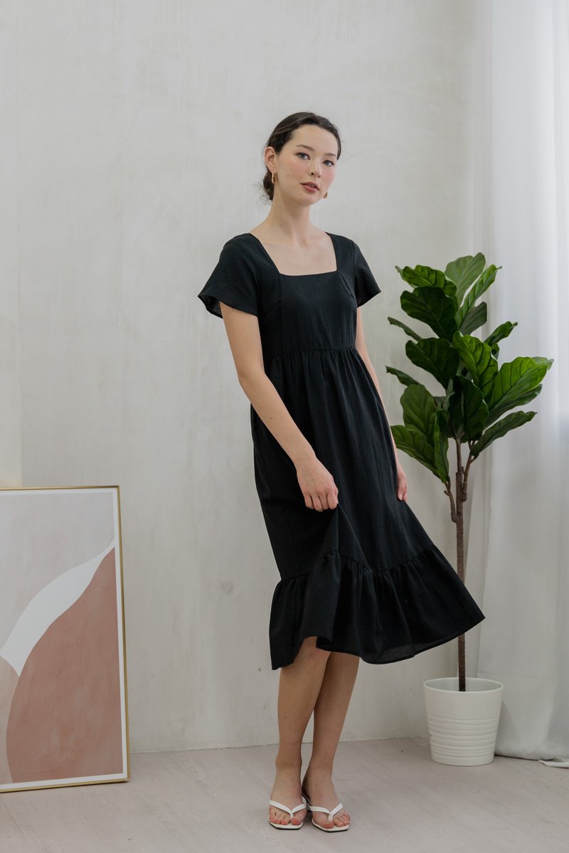 Feliz Flare Sleeve Midi Dress In Black (XS)