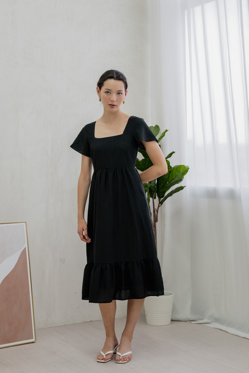 Feliz Flare Sleeve Midi Dress In Black (XS)