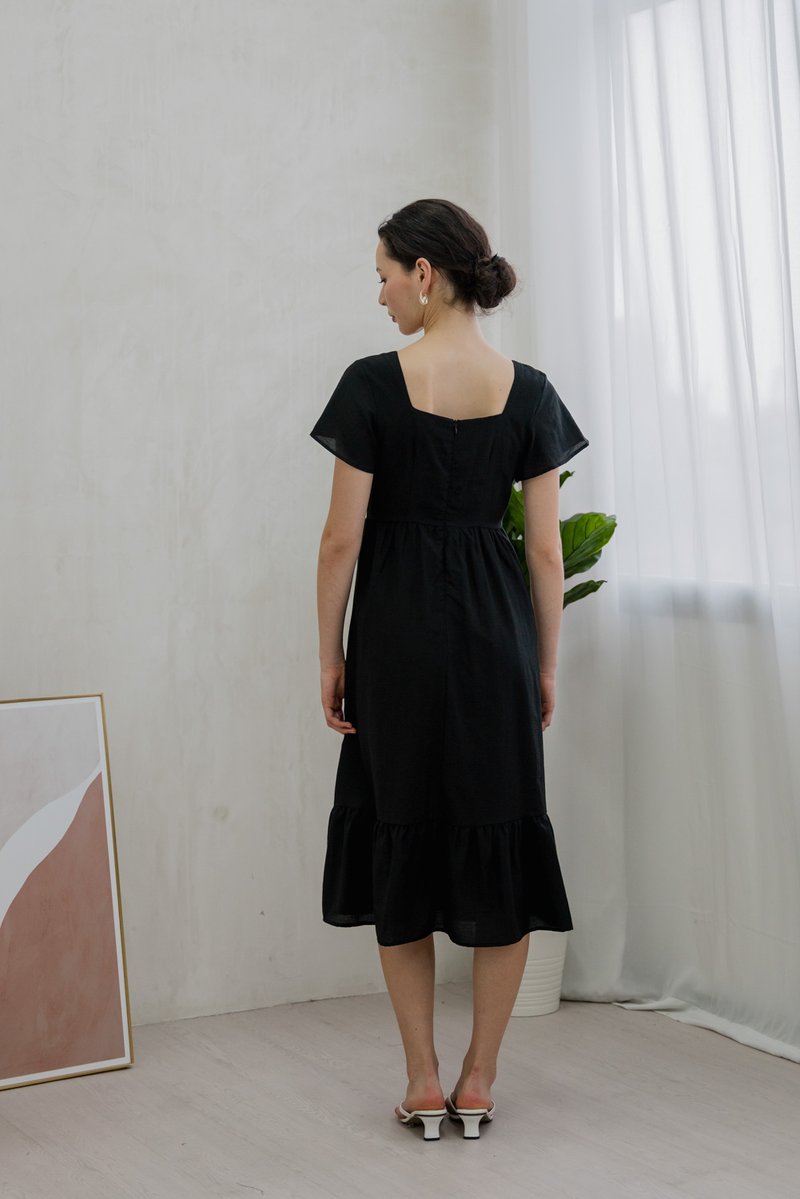 Feliz Flare Sleeve Midi Dress In Black (XS)