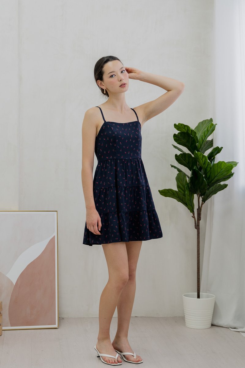 Rosie Camisole Tiered Dress In Navy (XS)