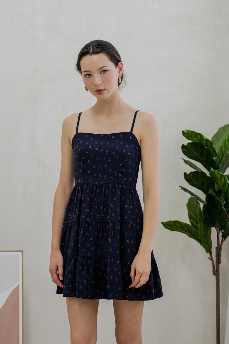 Rosie Camisole Tiered Dress In Navy (XS)