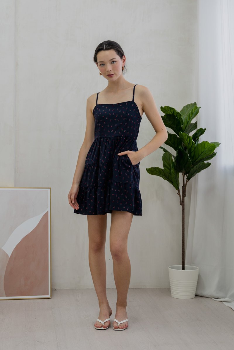 Rosie Camisole Tiered Dress In Navy (XS)