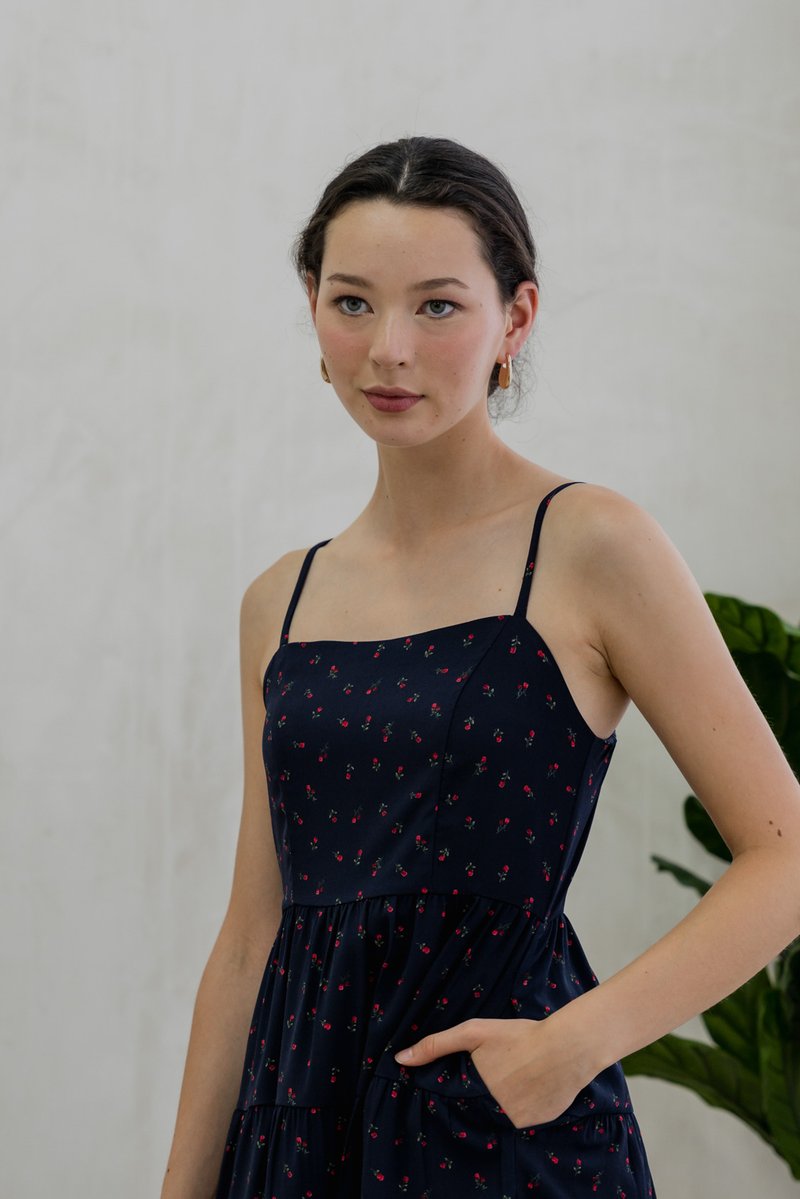 Rosie Camisole Tiered Dress In Navy (XS)