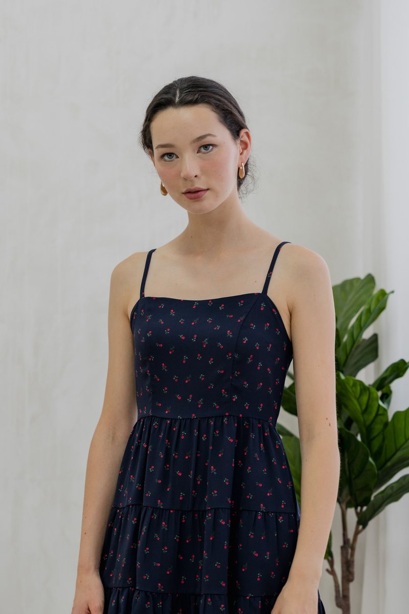 Rosie Camisole Tiered Dress In Navy (XS)