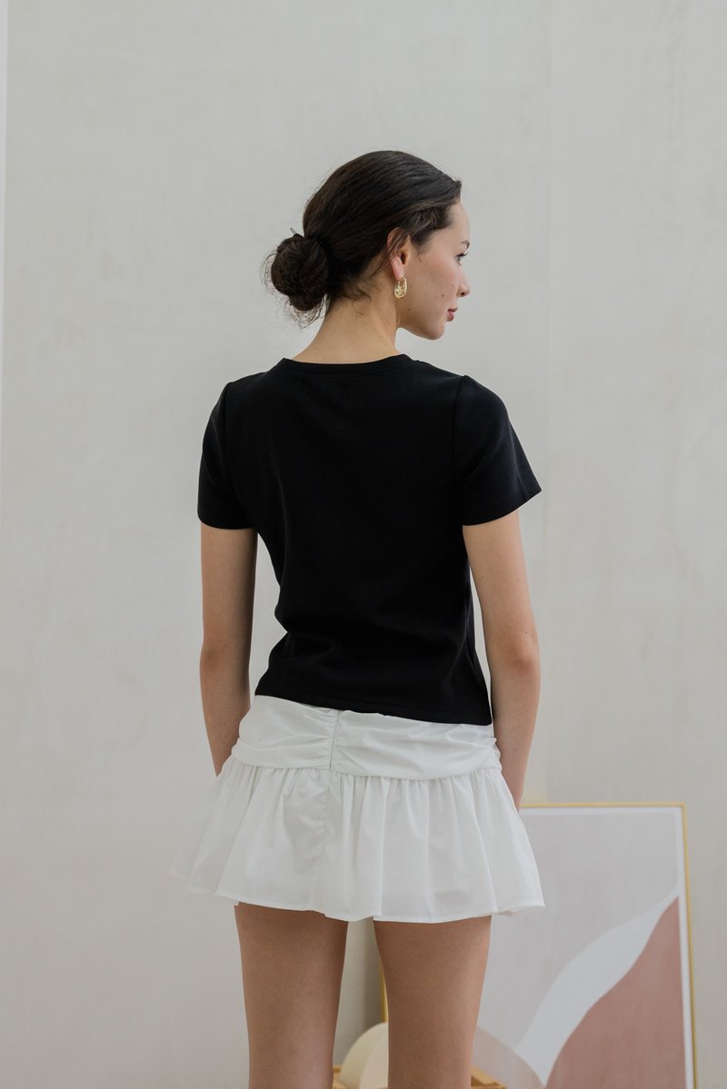 Cybill Crochet Cotton Top In Black