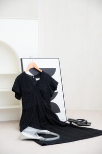 Caprise Crochet Eyelet Midi Dress In Black (XS)