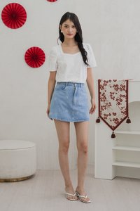Caitlin Crochet Eyelet Top In White (XS)
