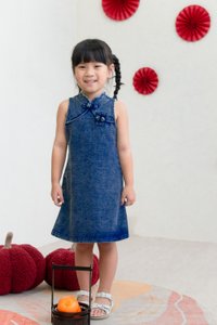 Quincy Denim Qipao Kids Dress
