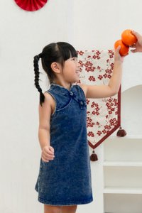 Quincy Denim Qipao Kids Dress