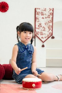 Quincy Denim Qipao Kids Dress