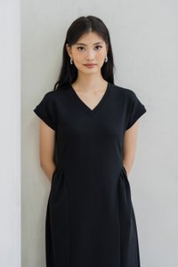 Monroe Cotton Midi Dress In Black (XS)