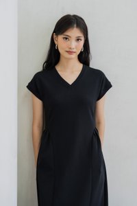 Monroe Cotton Midi Dress In Black (XS)