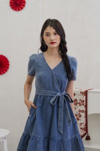 Felicity Denim Faux Wrap Dress