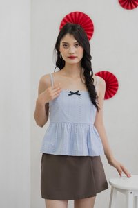 Candy Eyelet Ribbonette Camisole Top In Powder Blue (XS)