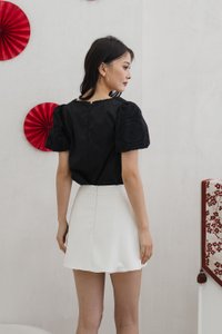 Persimmon Eyelet Sleeve Pintuck Top In Black