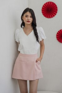 Persimmon Eyelet Sleeve Pintuck Top In White (XS)
