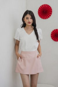 Persimmon Eyelet Sleeve Pintuck Top In White (XS)