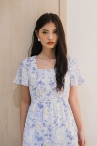 Ramona Pastel Flare Sleeve Dress In Blue (XS)