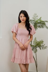 Shay Textured Smocked Dress In Pink (XS)