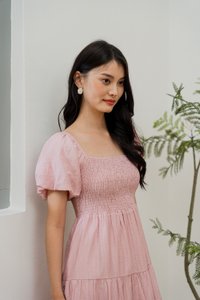 Shay Textured Smocked Dress In Pink (XS)