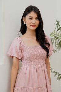Shay Textured Smocked Dress In Pink (XS)