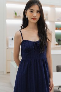 Coastal Eyelet Camisole Dress In Navy (XS)