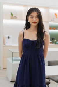 Coastal Eyelet Camisole Dress In Navy (XS)