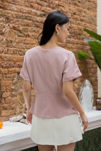 Fion Faux Wrap Top In Pink (XS)